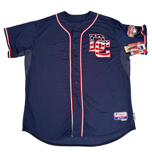 Majestic Washington Nationals Jersey Mens 60 4XL Navy Authentic Cool Base